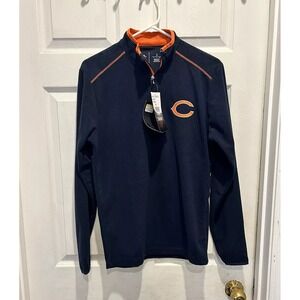 NWT Antigua Chicago Bears Quarter Zip Pullover Sweatshirt Men's Sz S Navy Orange